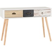 Nordic 3 Drawer Occasional Table White/Distressed Effect